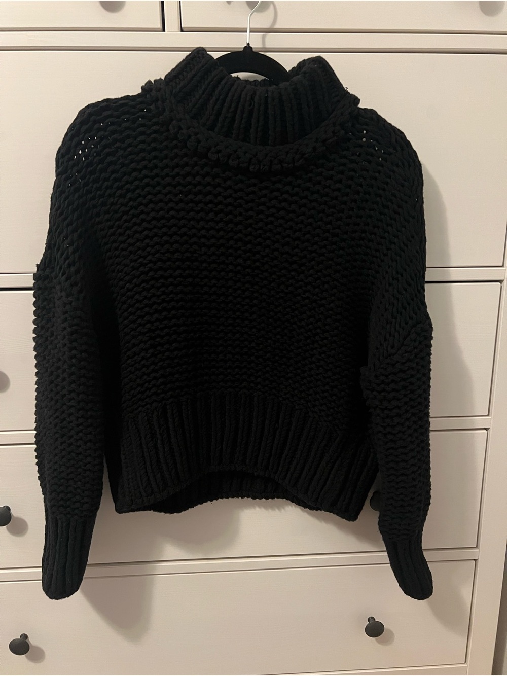 Free People Black Chunky Turtleneck Sweater